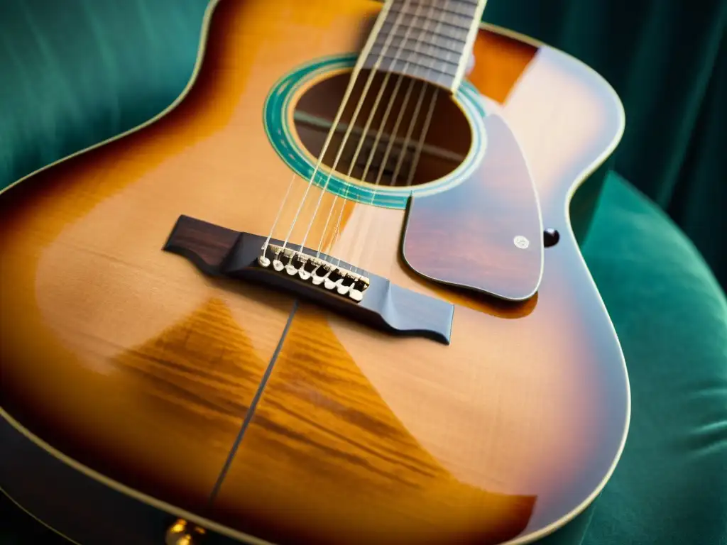 Una hermosa imagen de una guitarra de 12 cuerdas vintage, resaltando su influencia en la música del siglo XX