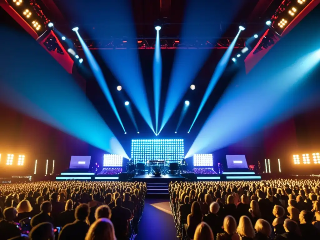 Una imagen 3D de un concierto en vivo, con tecnología de grabación avanzada y una atmósfera vibrante