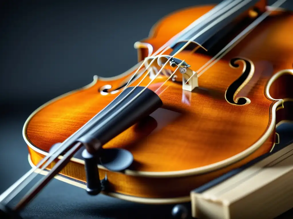 Una imagen detallada de una técnica col legno en violín y viola, destacando la percusión y la precisión del momento