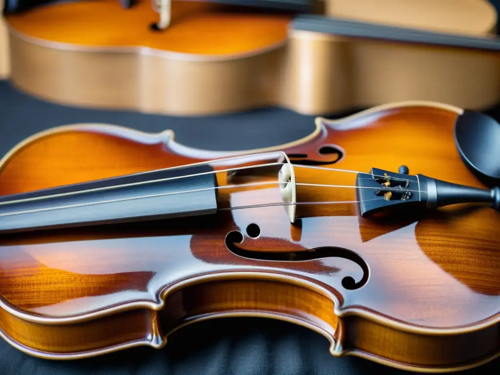 Una imagen detallada de un violín histórico, resaltando su belleza y la importancia de la conservación de instrumentos musicales históricos