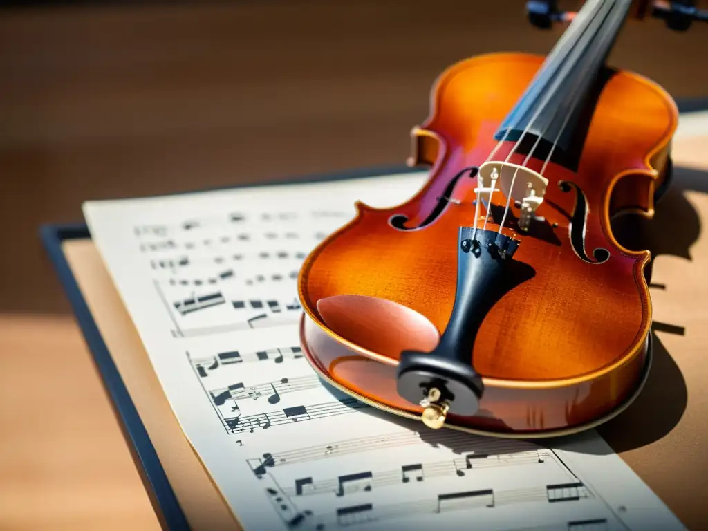 Una imagen detallada muestra un violín y una viola en un aula moderna, fusionando tradición y tecnología en la enseñanza de cuerdas