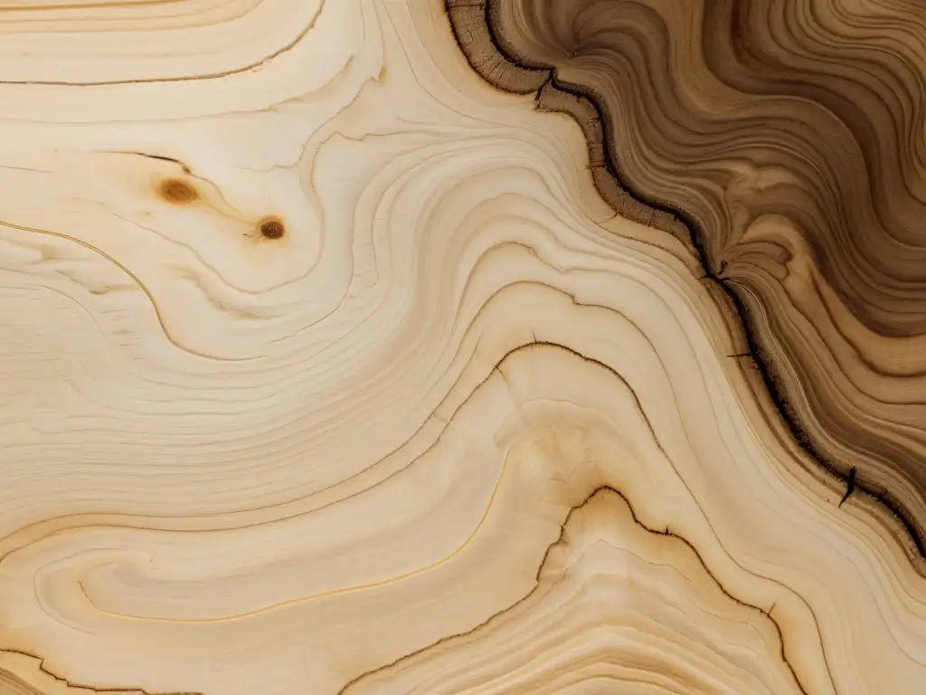 La imagen muestra detallados patrones de veta en alta calidad de la madera de arce, destacando su belleza orgánica única bajo la luz natural