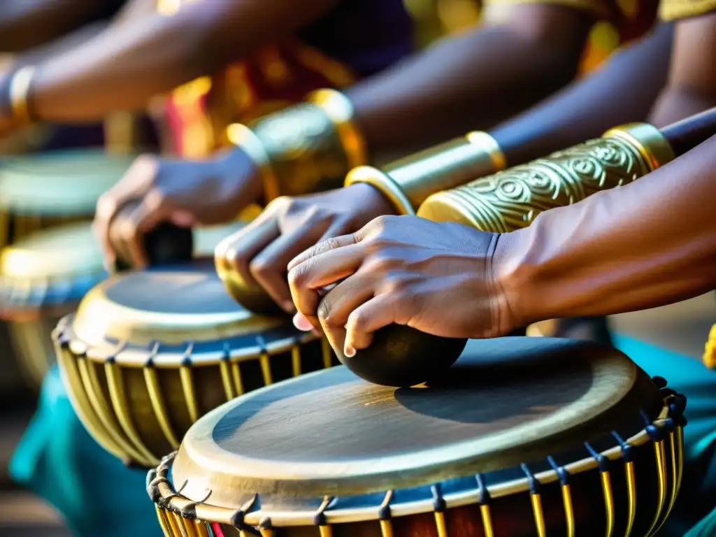 Imagen de percusiones exóticas en una orquesta sinfónica balinesa, destacando la artesanía y la riqueza cultural de los instrumentos