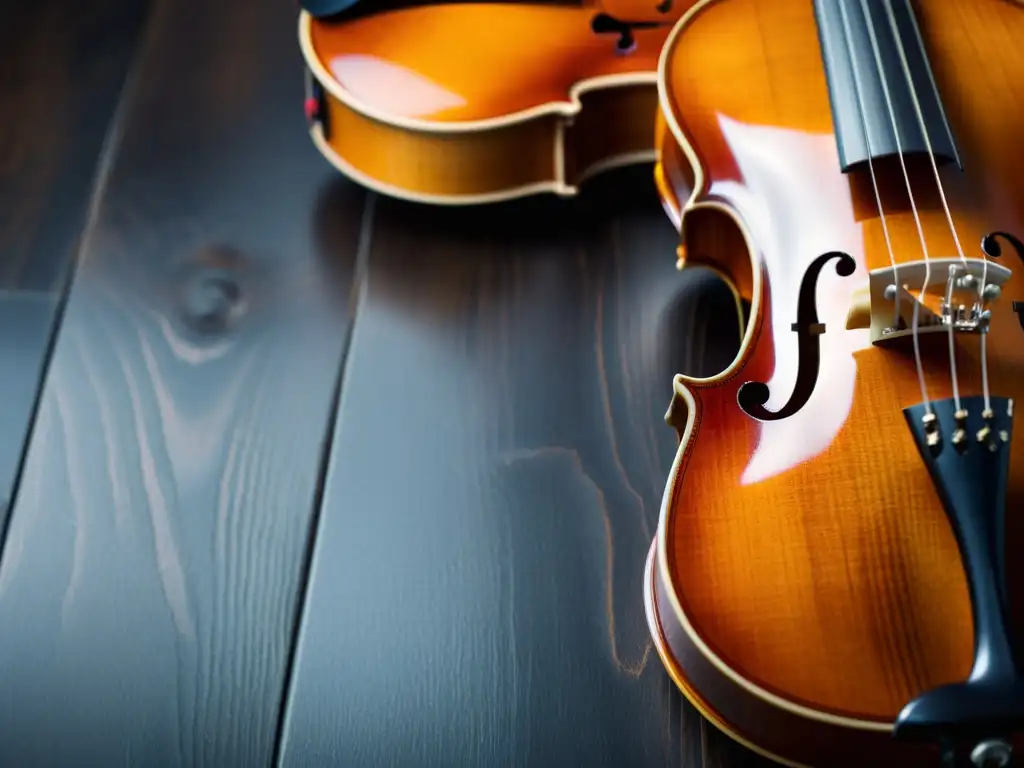 Una imagen de alta resolución de un violín y una guitarra clásica, destacando la artesanía y los tonos cálidos