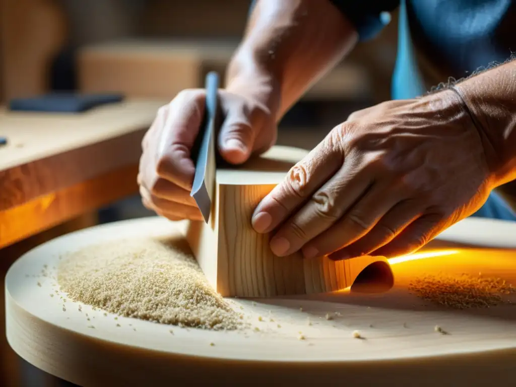 Un luthier experto talla con precisión una guitarra de madera, destacando la importancia del uso sostenible en la fabricación de instrumentos