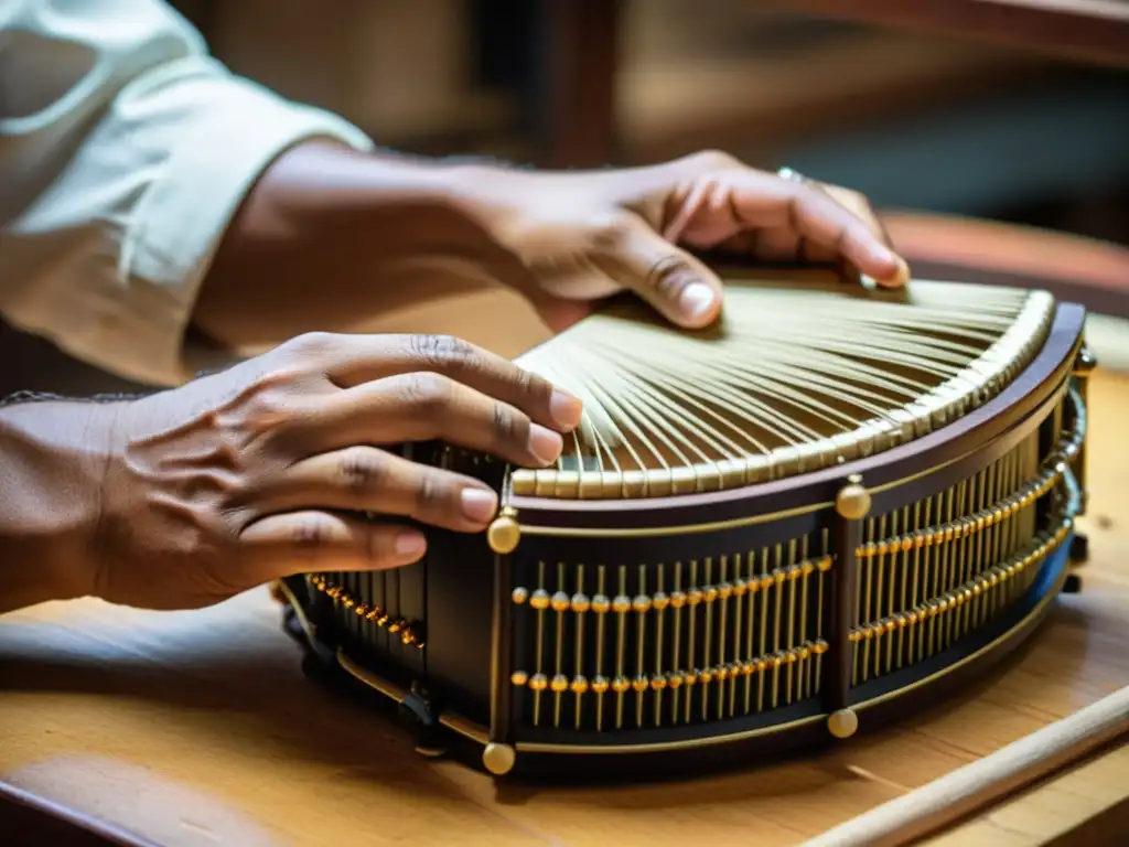 Un maestro artesano ensambla meticulosamente un bandoneón, reflejando la historia y la pasión detrás de su construcción