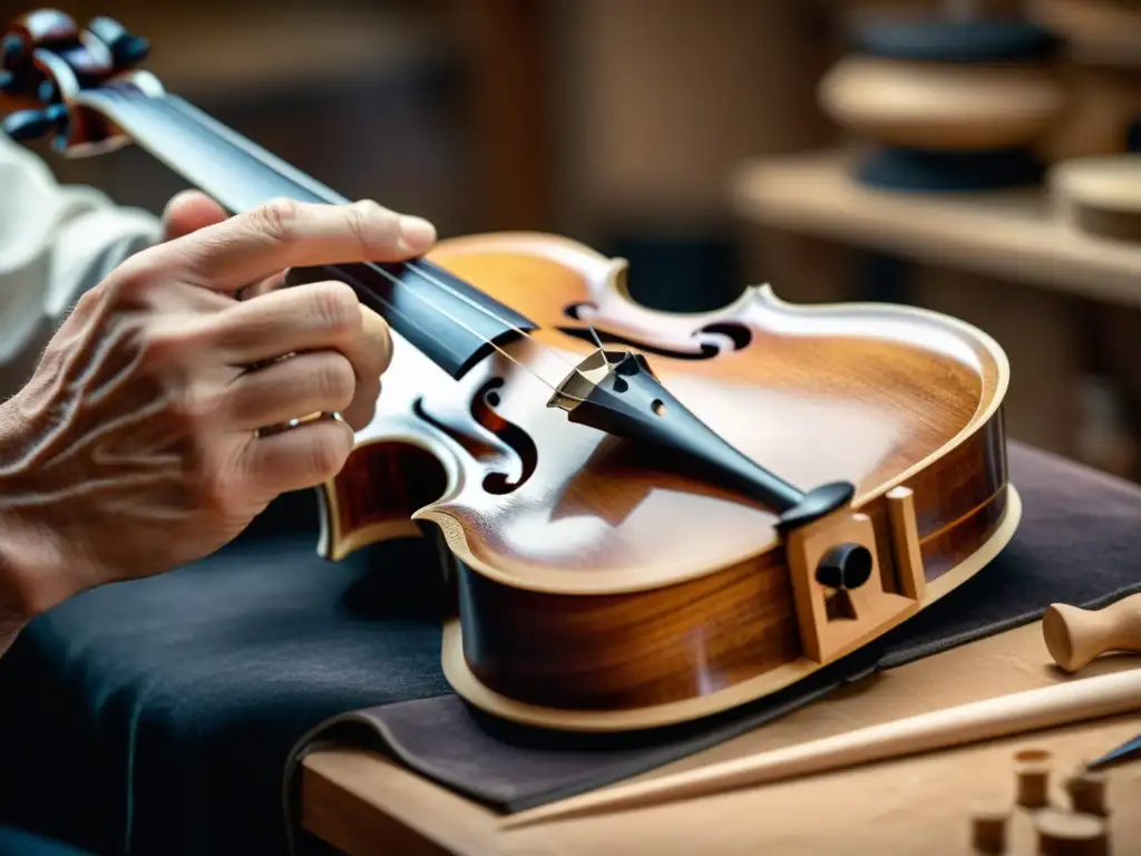 Un maestro luthier esculpe con precisión una pieza de madera de arce, mostrando la influencia de la madera en instrumentos musicales