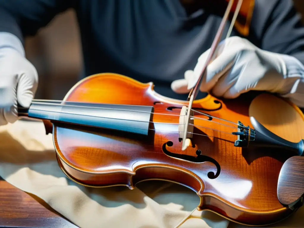 Un maestro restaurador de instrumentos musicales revela la belleza del grano de madera de un violín centenario