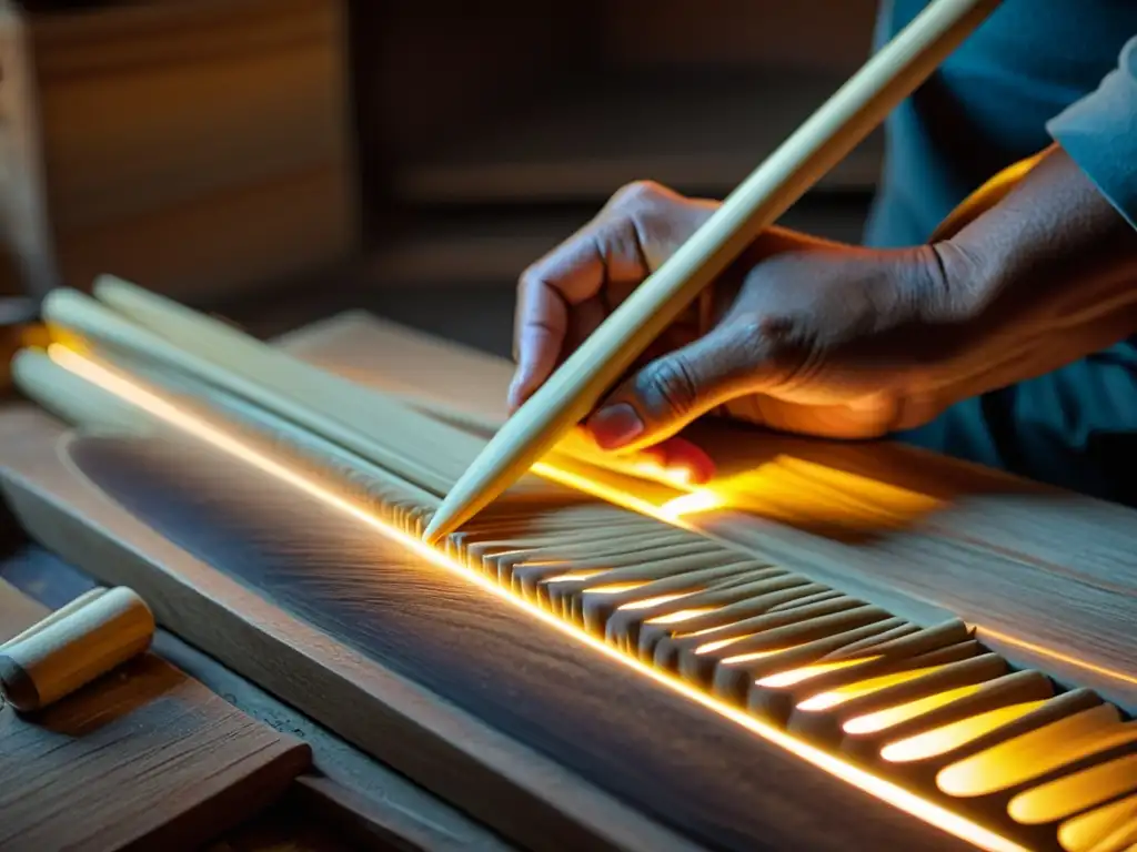 Las manos del artesano resucitan el sonido del serpete en su taller, creando una atmósfera mística