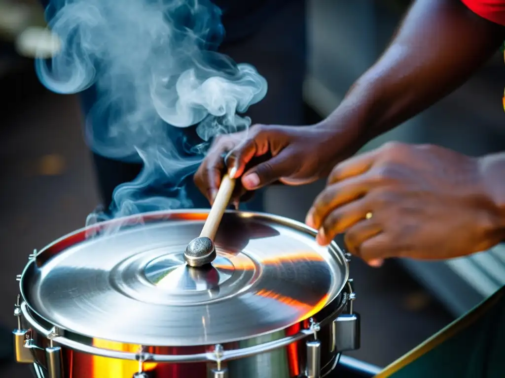 Manos expertas crean música vibrante en steelpan, resaltando la historia y sonido del steelpan