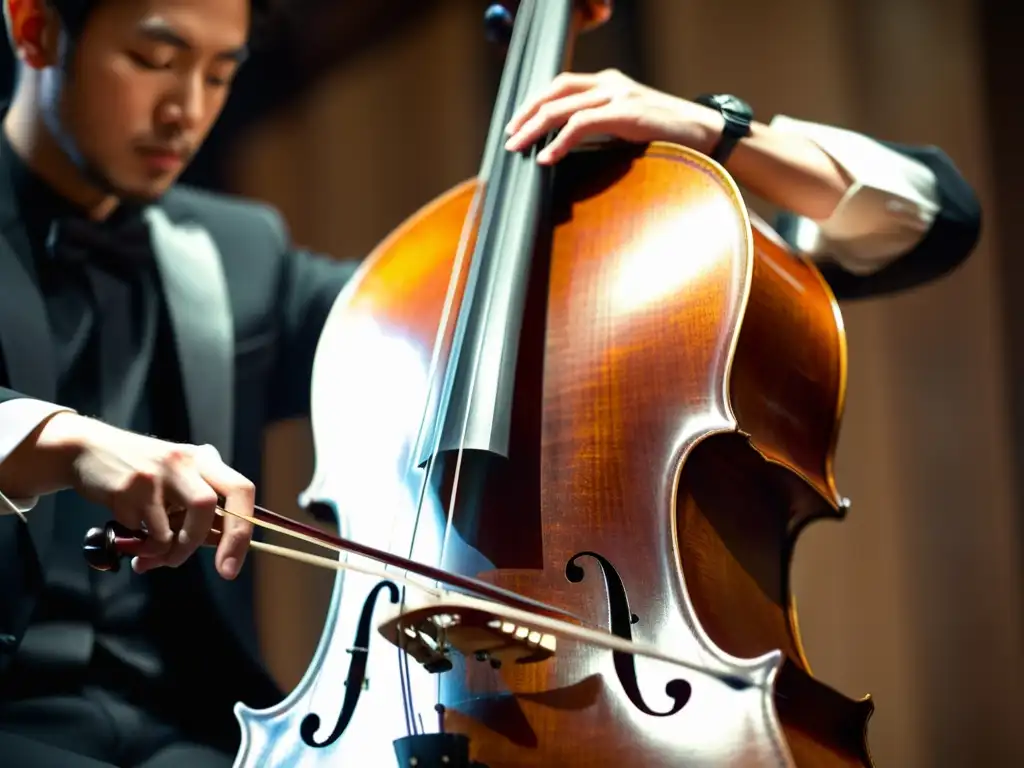 Manos hábiles y expresivas ejecutando el violonchelo, emanando el sonido del violonchelo en géneros musicales