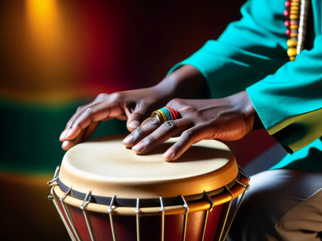 Manos de músico tocando el instrumento de percusión 'hueso' en la música afroantillana