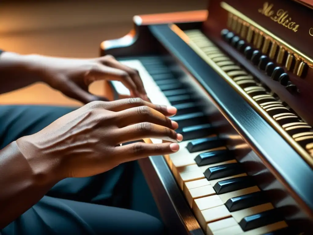 Las manos de un músico tocando una melódica, resaltando la importancia cultural de este instrumento