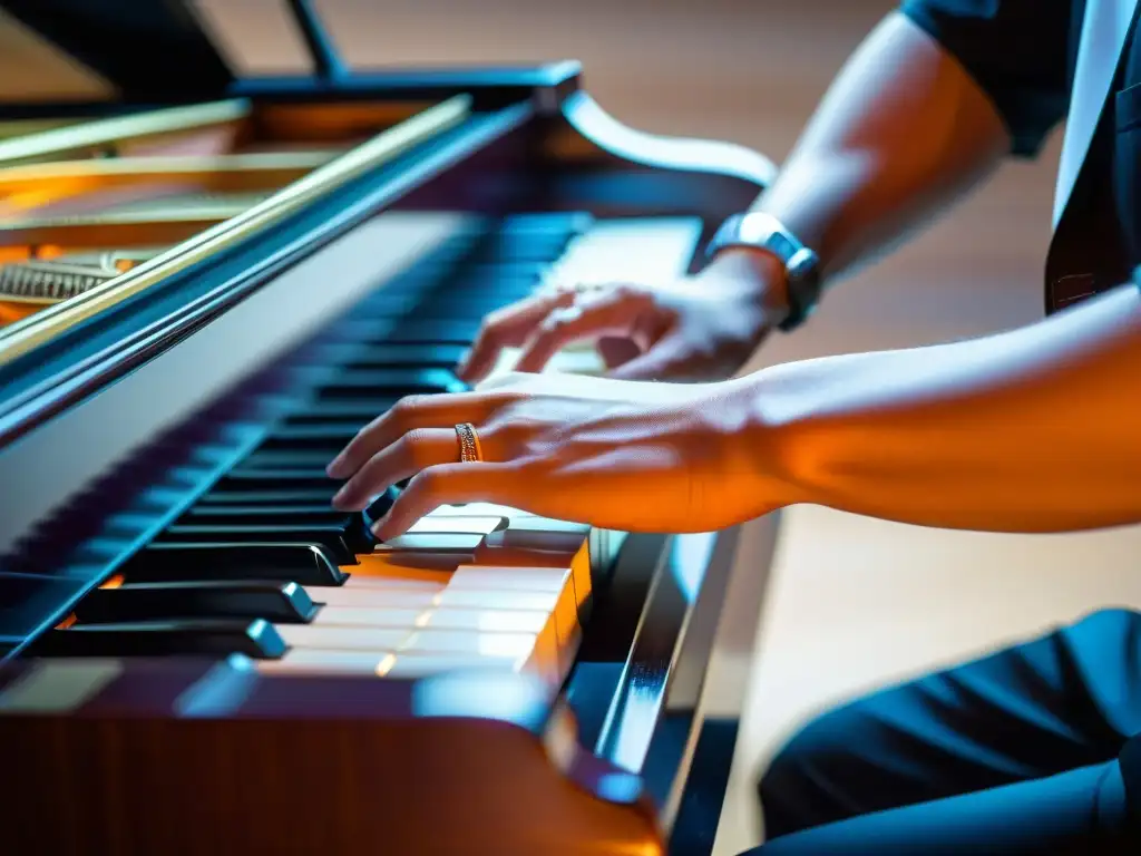 Las manos de un pianista en un concierto, transmitiendo pasión y destreza en Festivales de Piano Internacionales