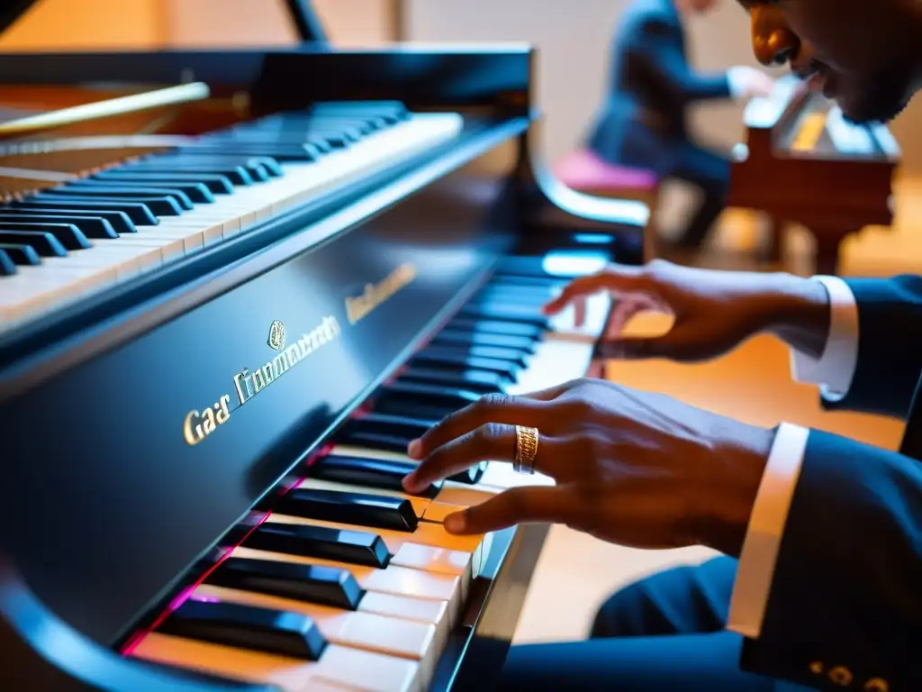 Las manos del pianista danzando sobre el teclado, en una atmósfera de colaboración musical