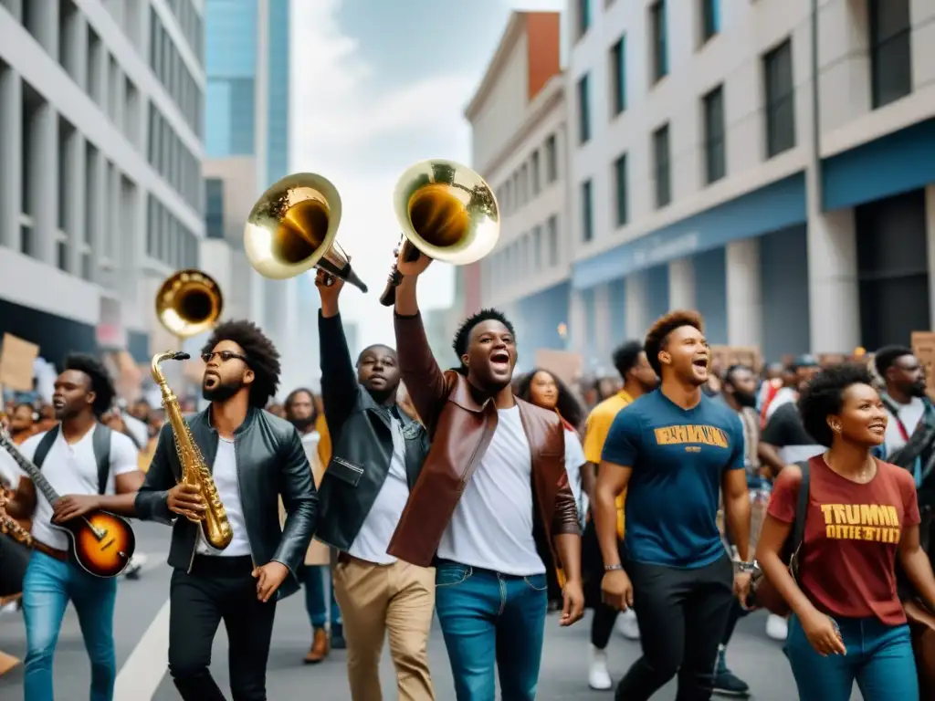 Marcha de protesta con instrumentos musicales que inspiraron cambios