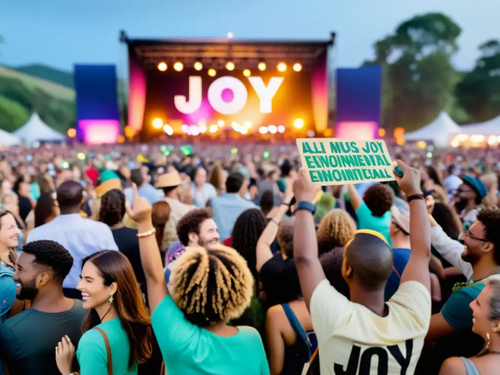 Una multitud diversa disfruta la música en un festival al aire libre, con expresiones de alegría y conexiones auténticas