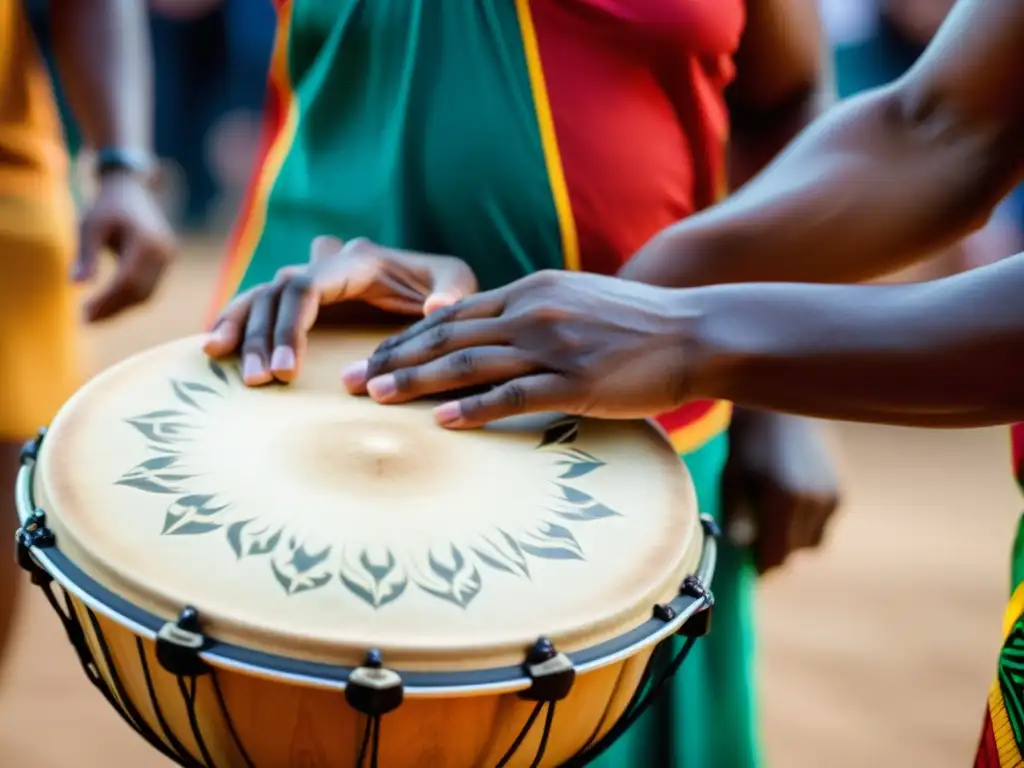 Un músico toca un afoxé durante una vibrante celebración afrobrasileña, inmerso en la música y la energía de la comunidad