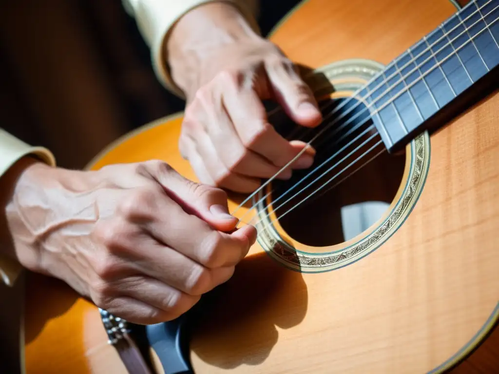 Un músico hábil grabando auténticas interpretaciones de instrumentos de cuerda