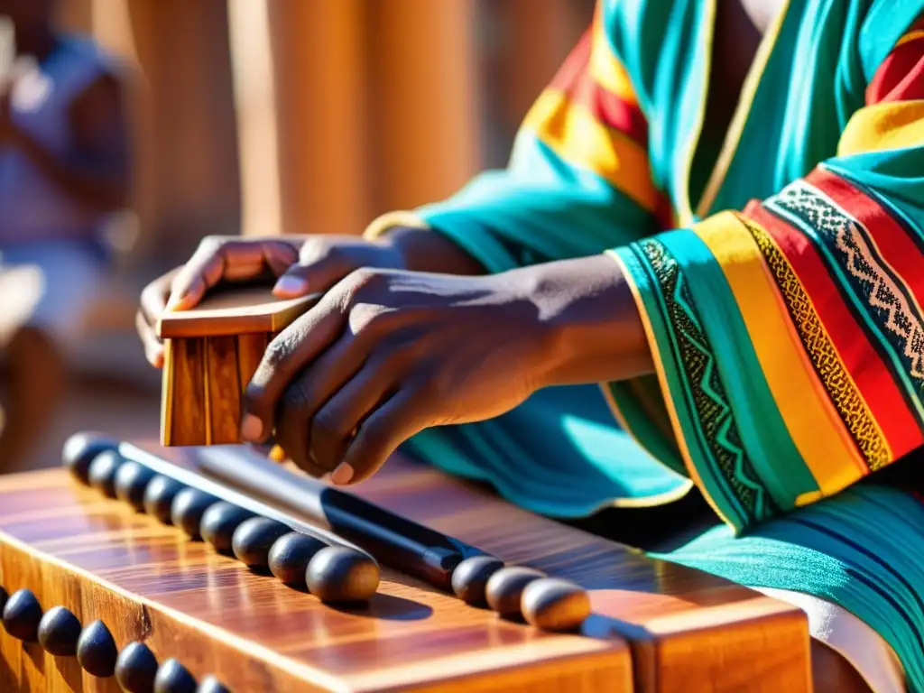 Un músico toca un balafón africano durante una vibrante ceremonia tribal