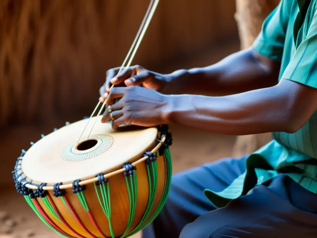 Un músico toca el Chitende con destreza durante una ceremonia tradicional en Mozambique, mostrando la rica historia del chitende en Mozambique