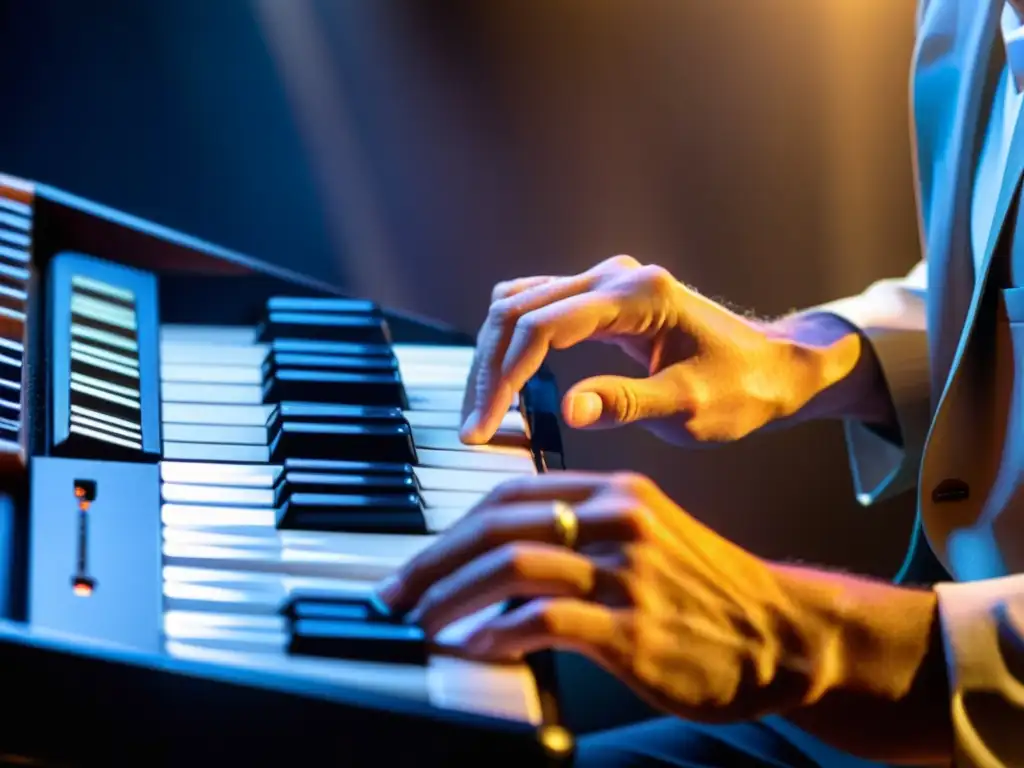 Maestría en melodía: manos hábiles dan vida a la melodica Un músico concentrado toca la melodica, mostrando destreza y pasión