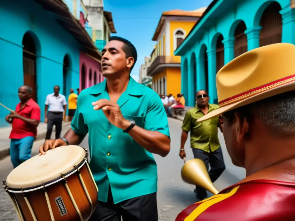 Un músico cubano toca el clave con pasión en una esquina vibrante