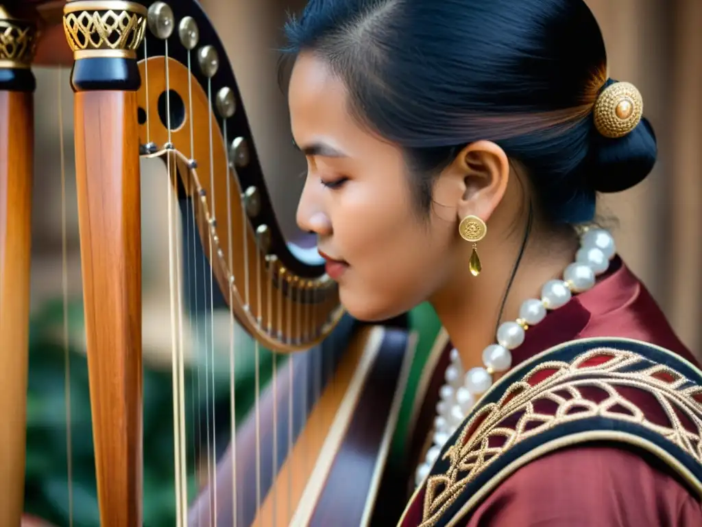 Un músico Fang ejecuta con destreza el Mvet, arpa tradicional