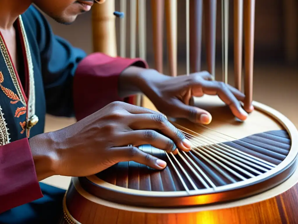 Un músico experto toca el kanun con destreza, resaltando la historia y sonido del kanun