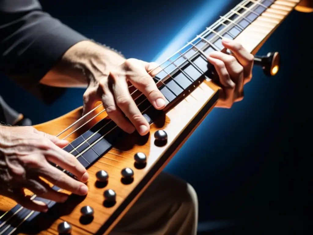 Un músico experto tocando el Chapman Stick, mostrando la historia, sonido y construcción de este innovador instrumento musical