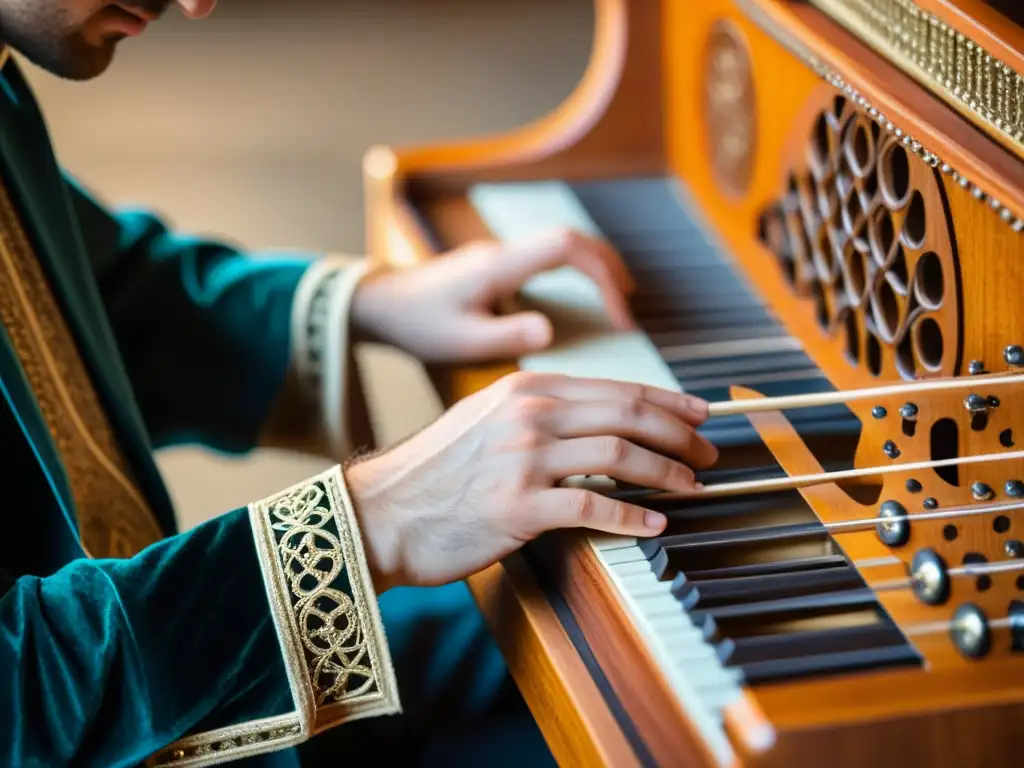 Un músico experto interpreta un laúd medieval con maestría, destacando la influencia del laúd medieval en la música actual