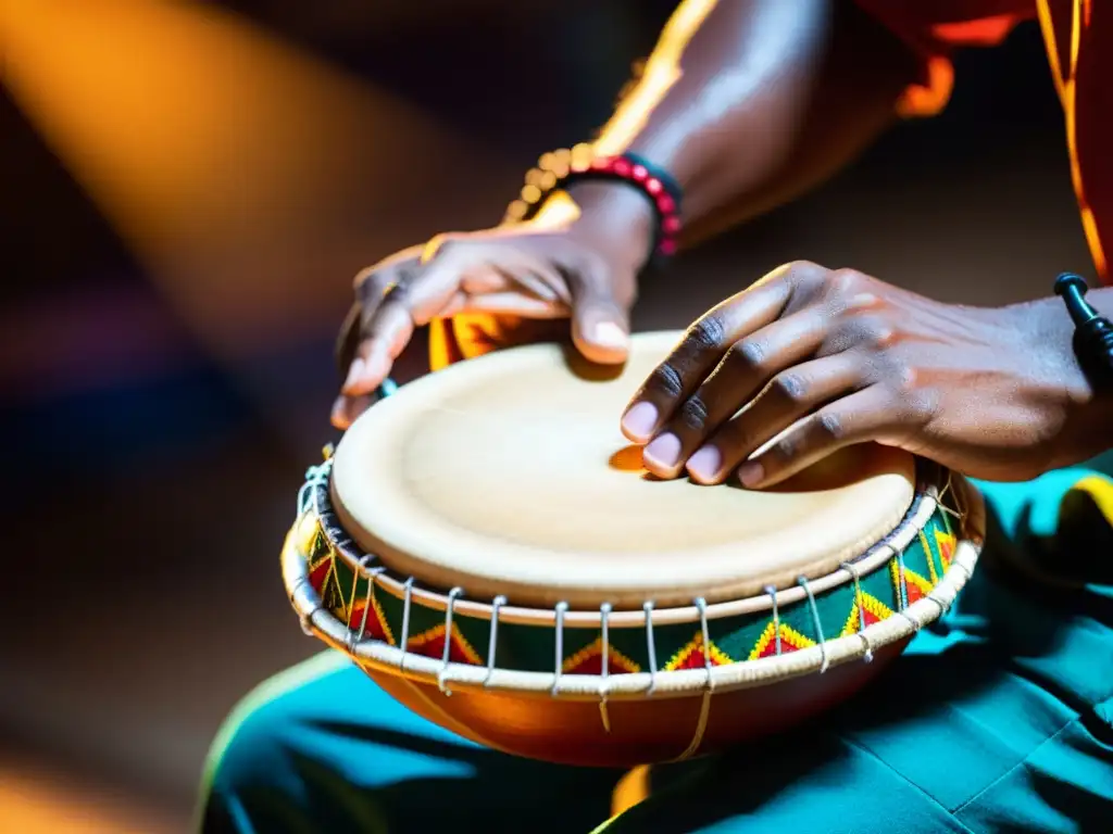 Un músico experto ejecuta técnicas de pandeiro para música popular, capturando la tradición y destreza en la percusión brasileña