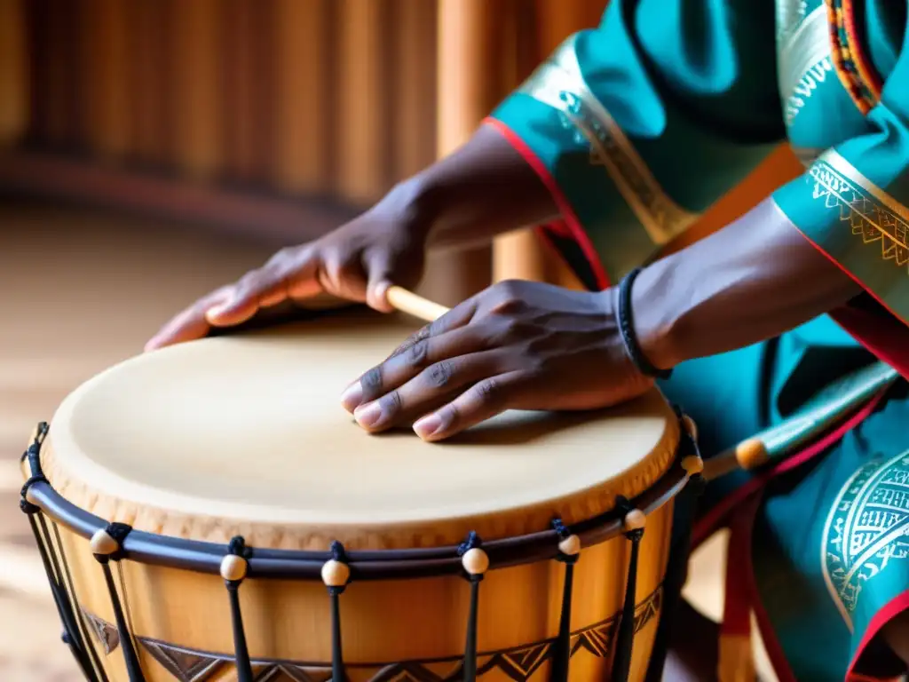 Un músico habilidoso toca un tambor ashiko, mostrando la artesanía y la pasión en sus manos