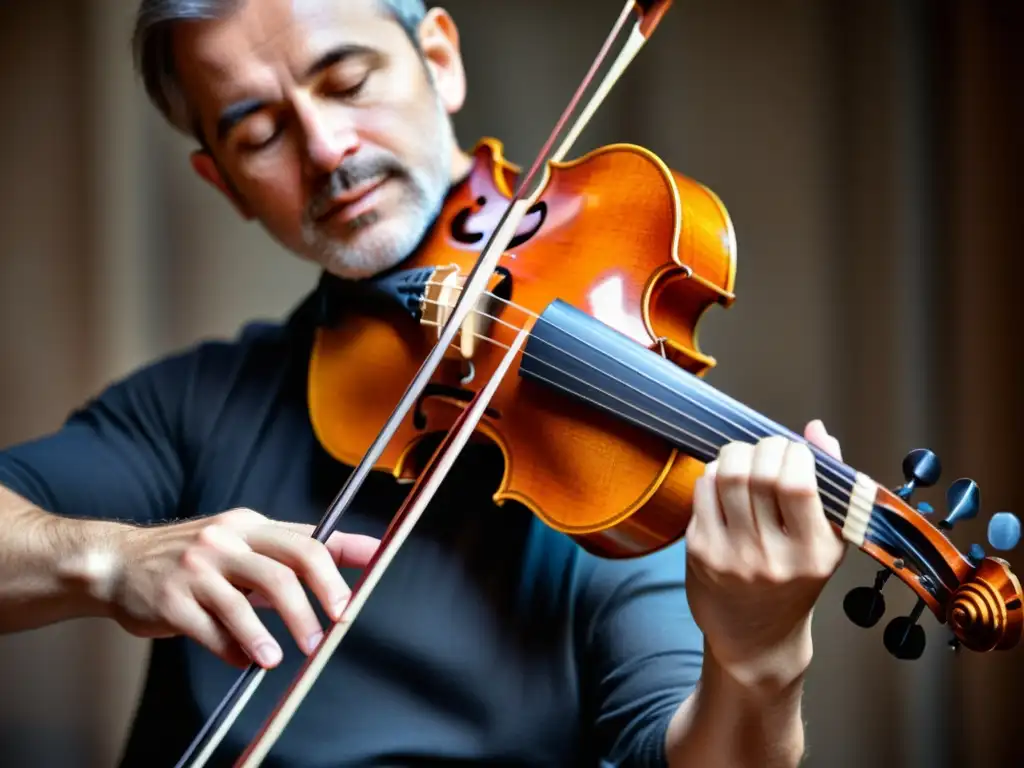 Un músico habilidoso tocando una viola da gamba bellamente elaborada, con detalles precisos en las cuerdas y trastes