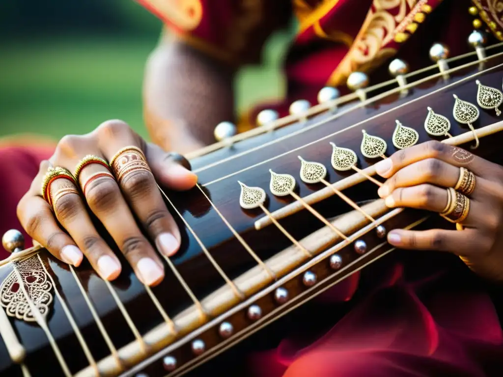 Un músico hábil toca el sarangi indio, mostrando la rica historia y construcción del instrumento