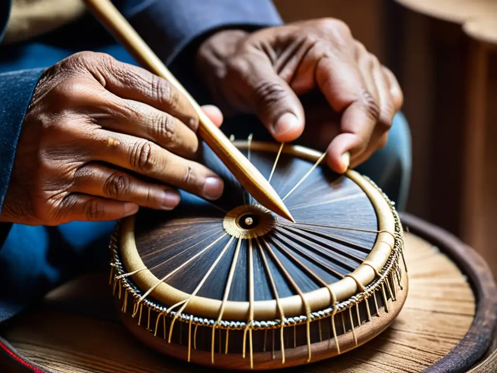 Un músico kurdo muestra la importancia del tanbur en la música mientras toca con pasión