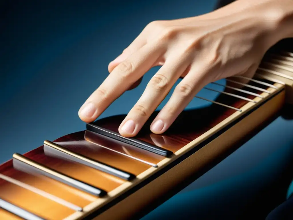 Un músico crea ondas de sonido con destreza en el Continuum Fingerboard, mostrando su expresividad