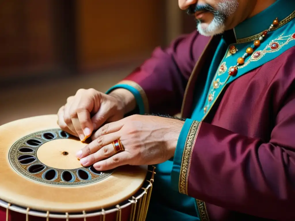 Un músico hábil toca con pasión el kamancheh persa, resaltando su rica historia y emotividad cultural