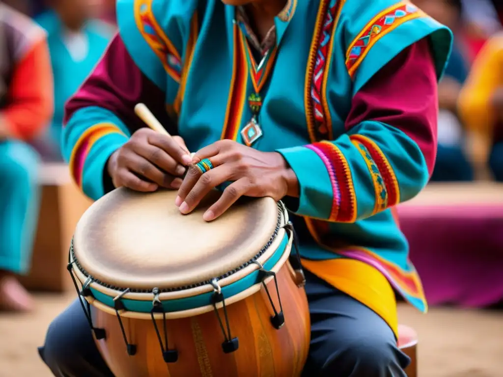 Un músico peruano toca el cajón con pasión, mostrando la historia y relevancia del cajón peruano en la cultura