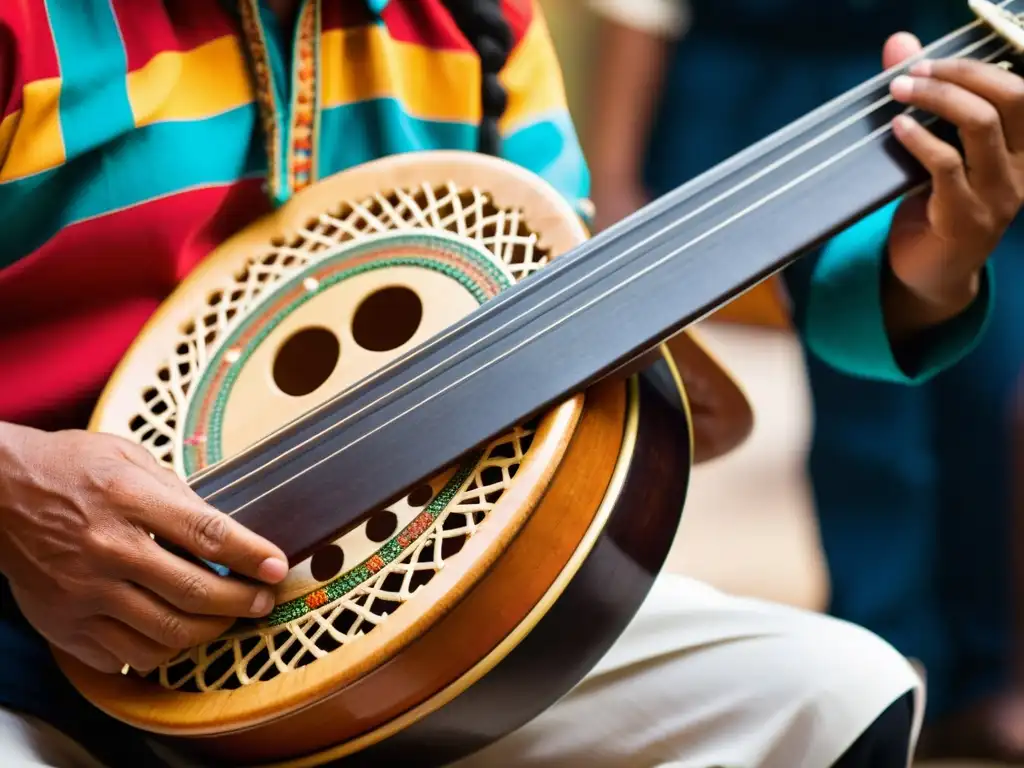 Detalle fascinante: Músico tocando un güiro en vivo Un músico toca un güiro con texturas rítmicas en una animada presentación de música latina, resaltando su herencia cultural