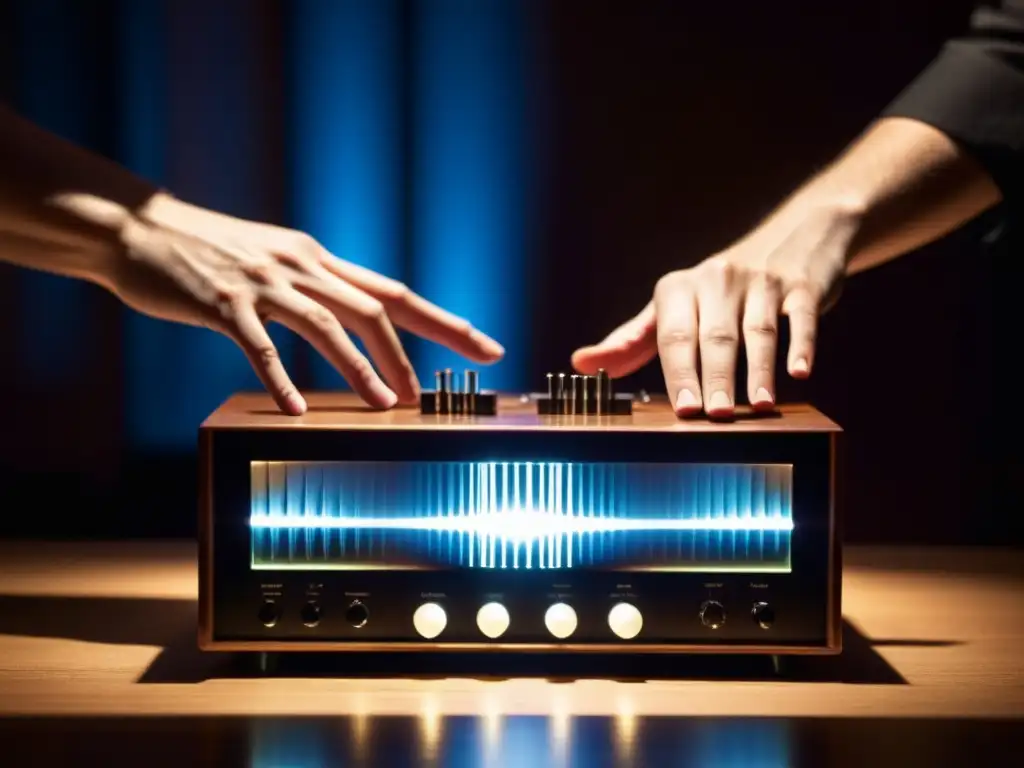 Un músico manipula un theremin, creando música etérea