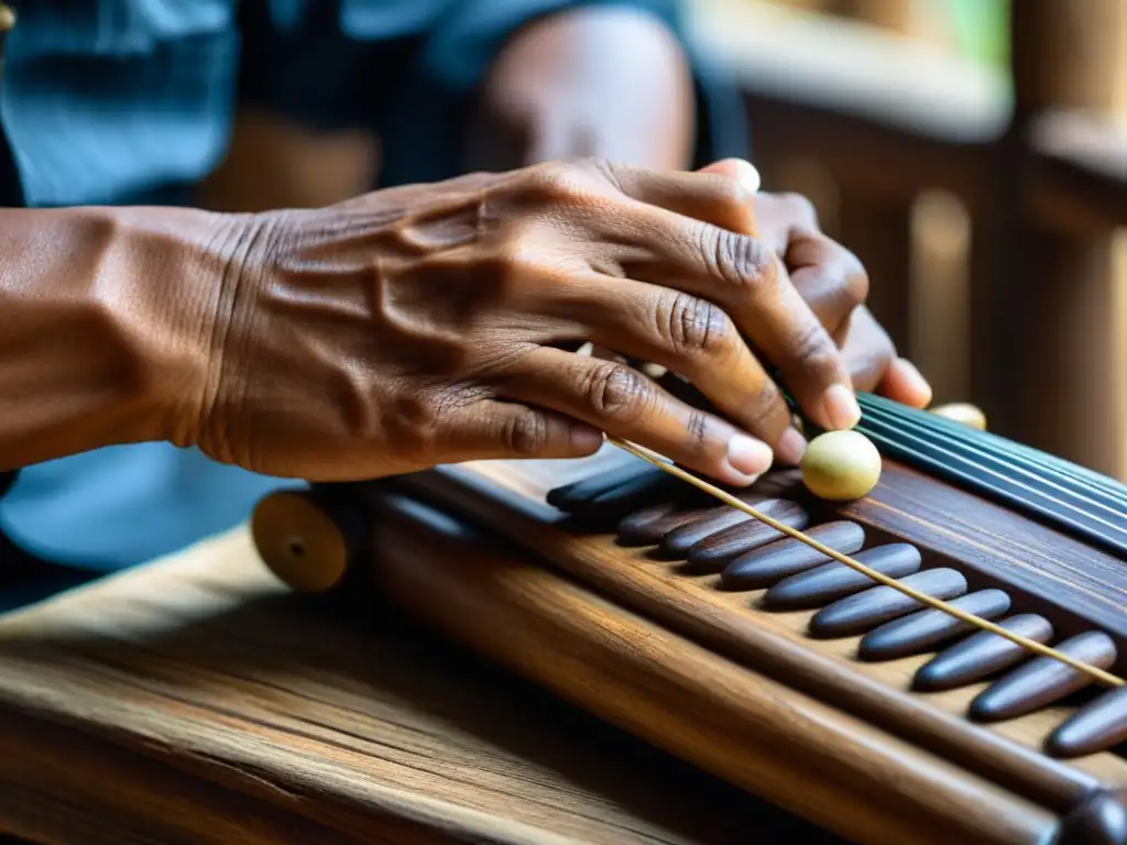 Un músico vietnamita toca con maestría el dan bau, mostrando la historia y sonido del instrumento