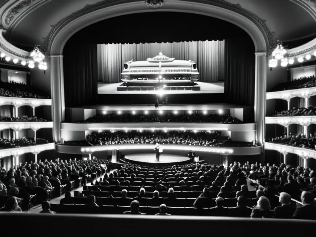 Una ópera histórica llena de público elegante, con un solista apasionado en el escenario