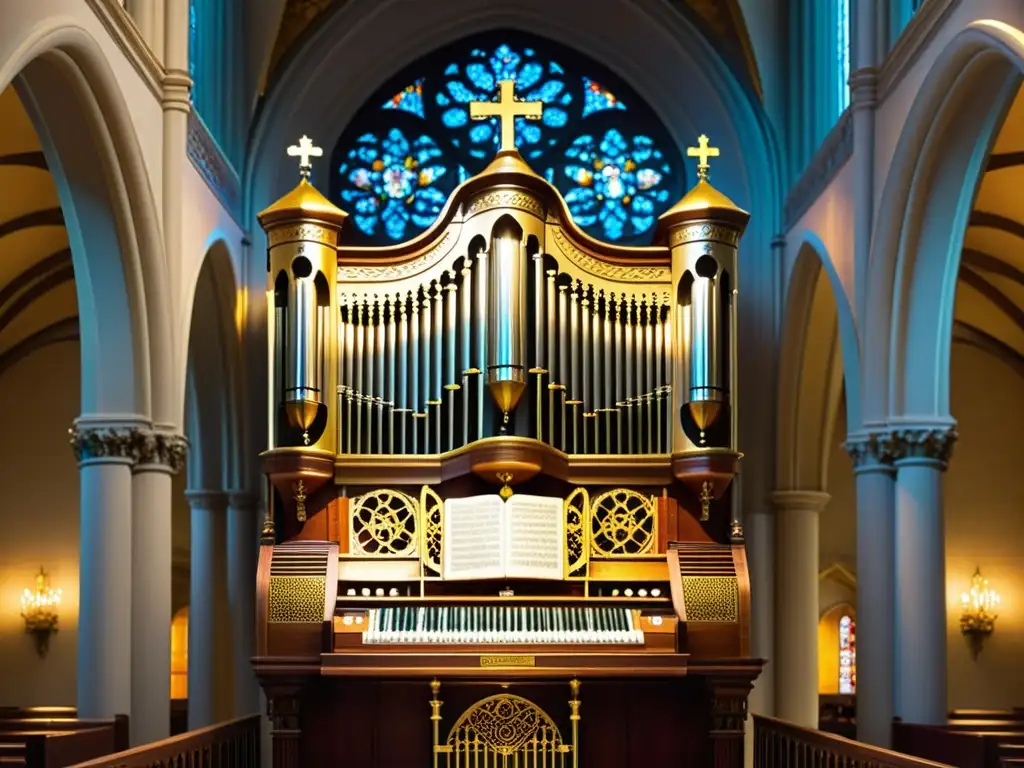 Órgano decorado en catedral: destacando la importancia del órgano en música sacra a través de su impresionante presencia y artesanía