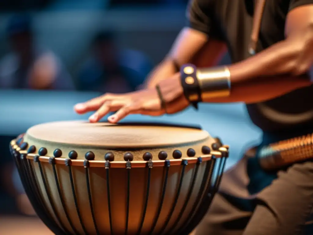 Un percusionista hábil toca un crotalo, capturando la importancia histórica del instrumento