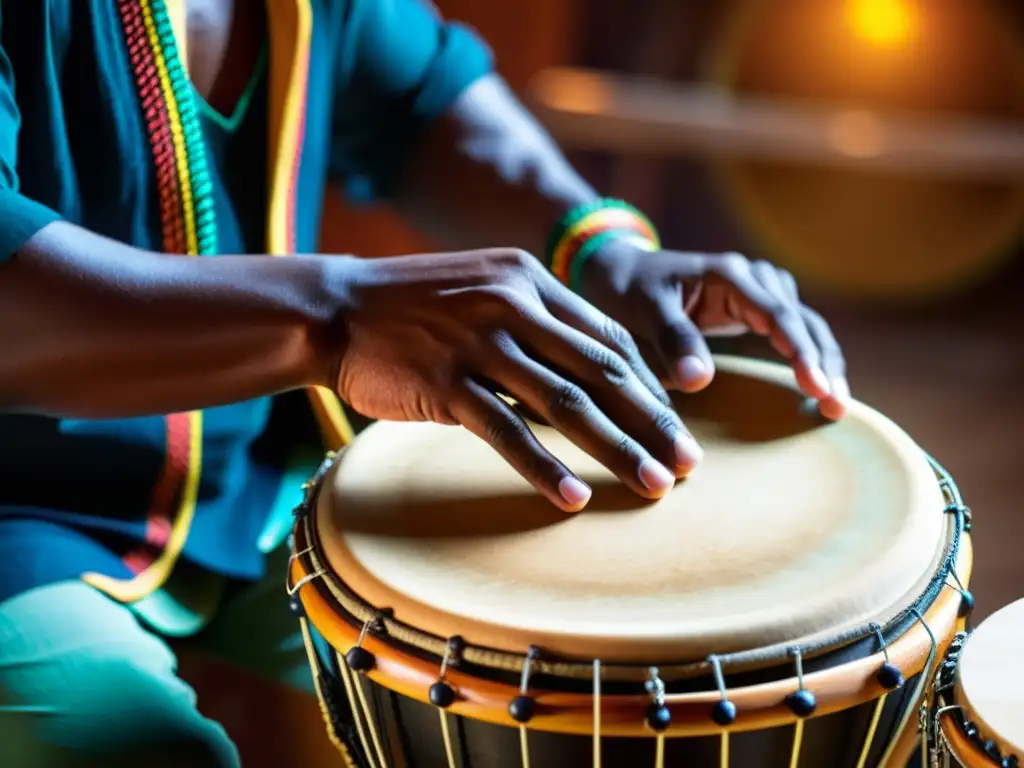 Un percusionista experto muestra sus habilidades con el pandeiro, resaltando la rica tradición y energía de la música popular brasileña