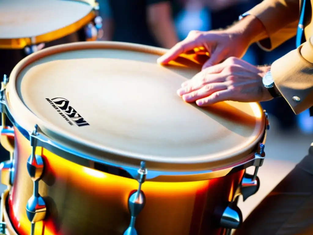 Un percusionista toca una cassa italiana en una enérgica actuación, resaltando la pasión y la artesanía de este instrumento de percusión