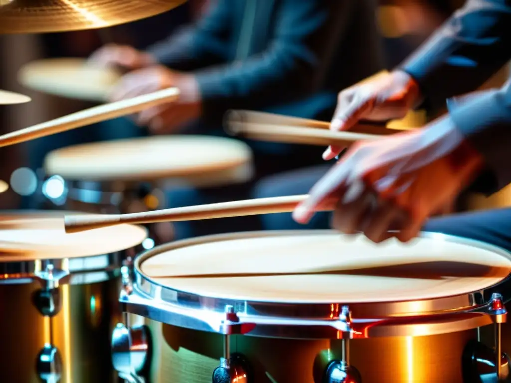 Un percusionista en plena acción, mostrando la pasión y destreza en la música de cámara