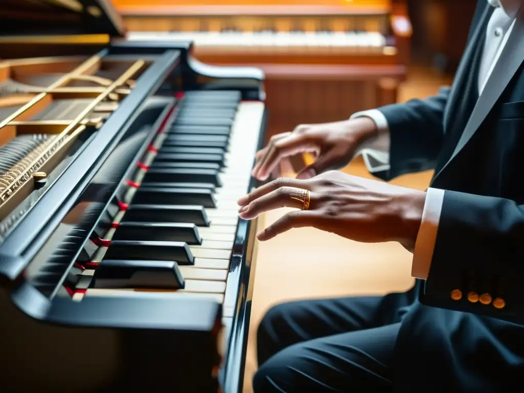 Un pianista hábil acompaña con maestría al coro, transmitiendo la esencia de las técnicas de teclado en la música coral