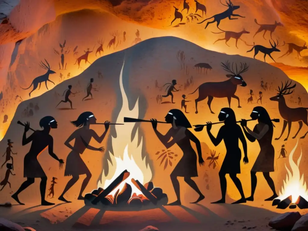 Pintura rupestre muestra escena musical prehistórica alrededor del fuego